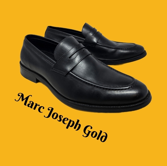 Marc Joseph Gold Mens 11.5 Penny Loafers Black Leather Slip On Office Career main image 7